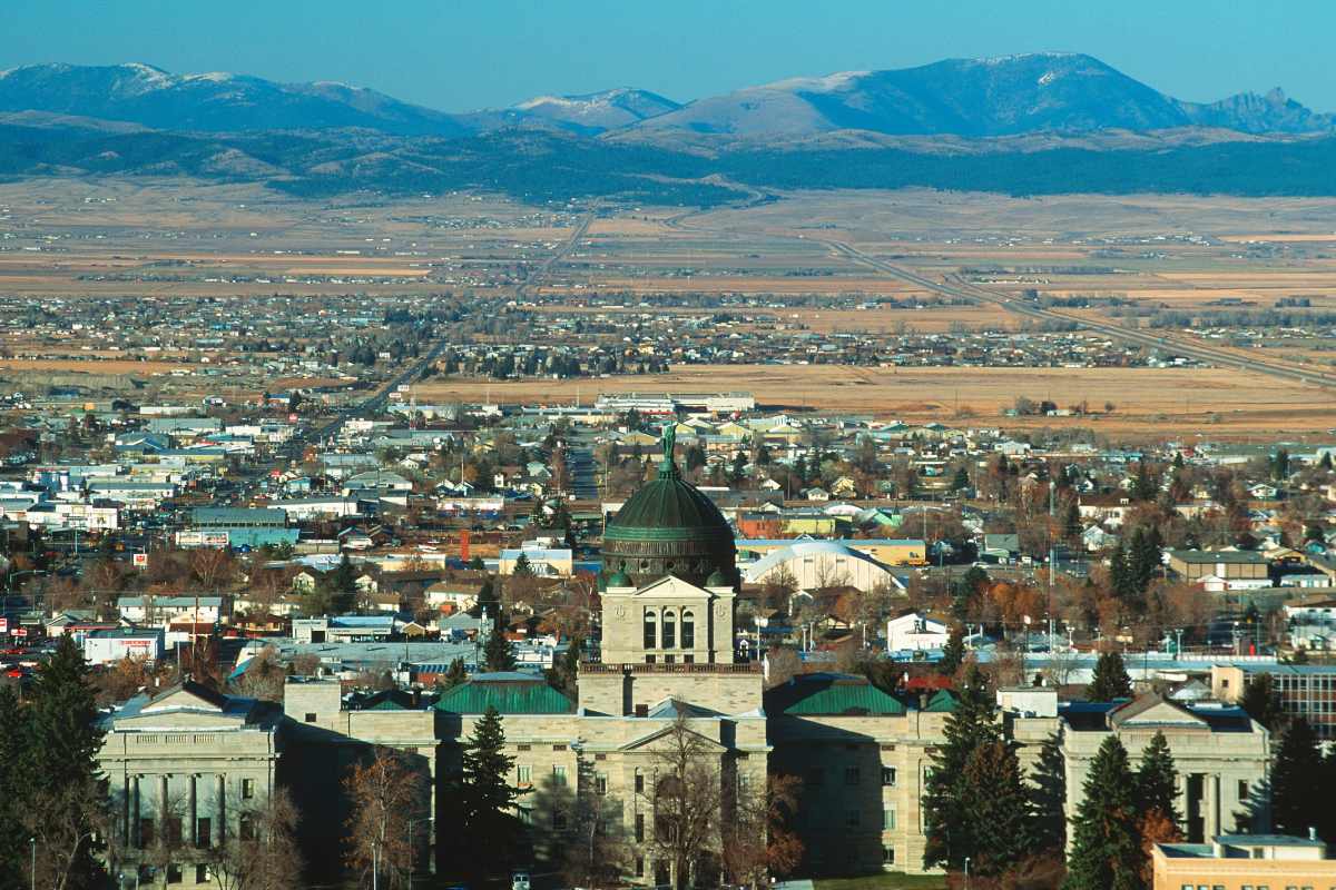 A view of the skyline and city of Helena, Montana (MT)