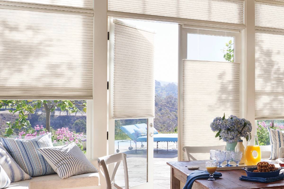 Hunter Douglas Cellular Shades on French doors Near Helena, MT