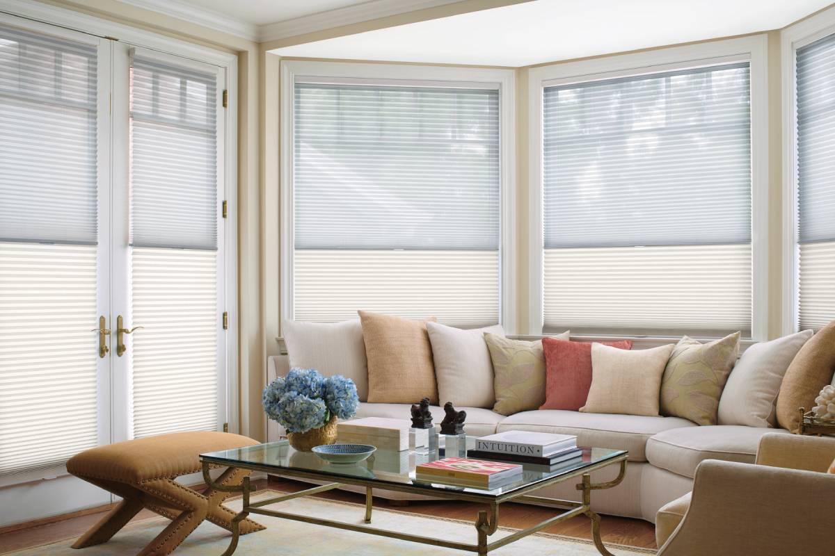 Hunter Douglas cellular shades in a living room near Helena, MT